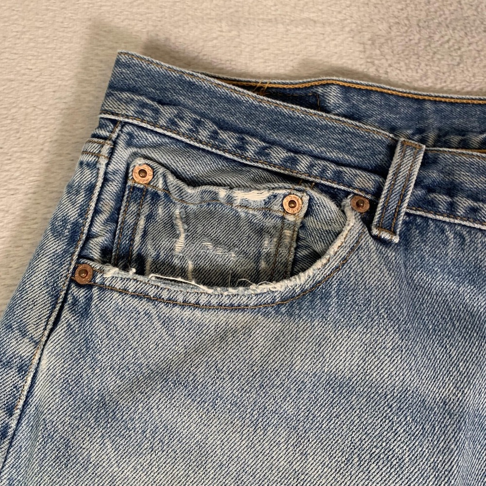 Vintage Levis 501xx Jeans Mens 35x33(Tag 38x36) Blue Light Straight USA Made 90s - Picture 5 of 16